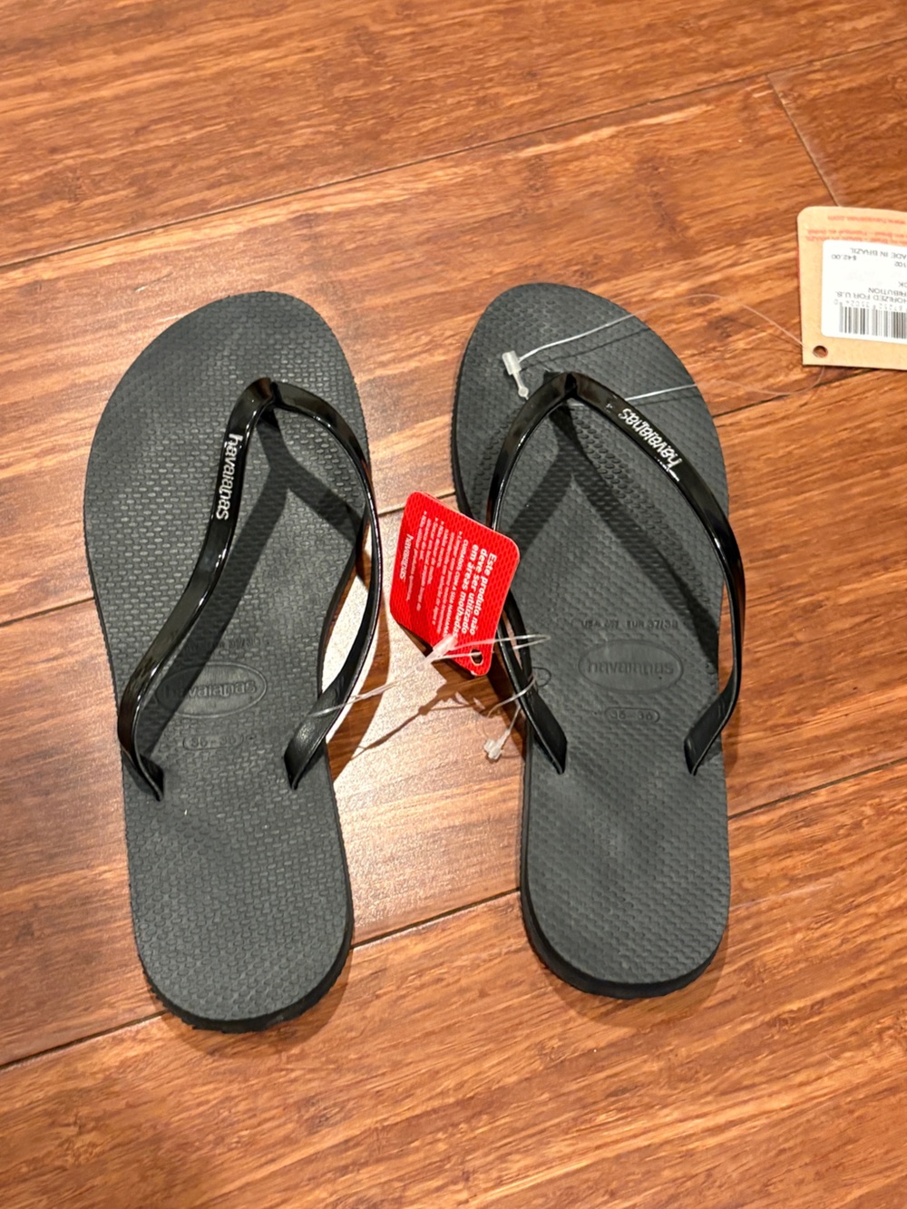 Havaianas Slim Glossy Black Flip Flops
